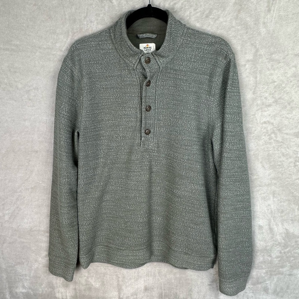 Marine Layer Sweater Mens Large Green Clayton Textured Stretch Casual Pullover